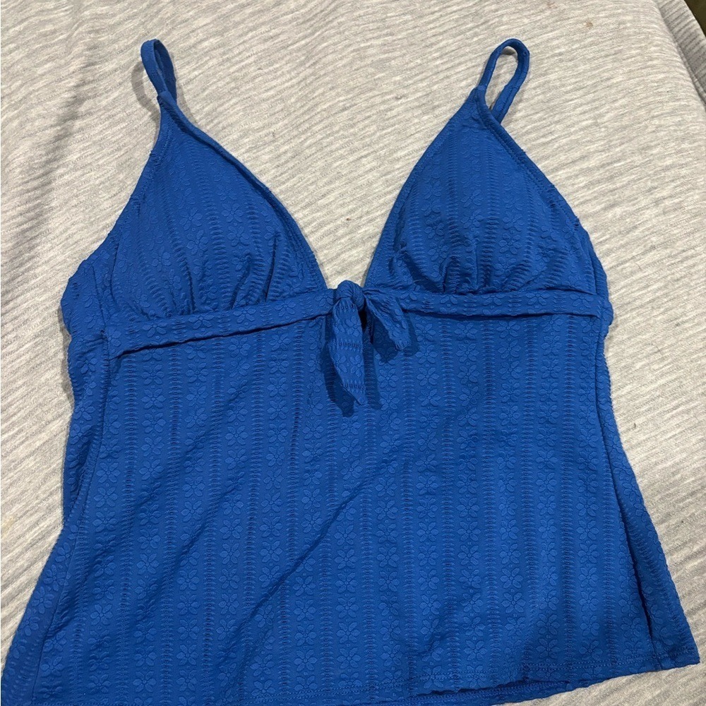 Kenneth Cole Reaction Blue Floral Eyelet Tankini Top RS9CS82 XL NEW
